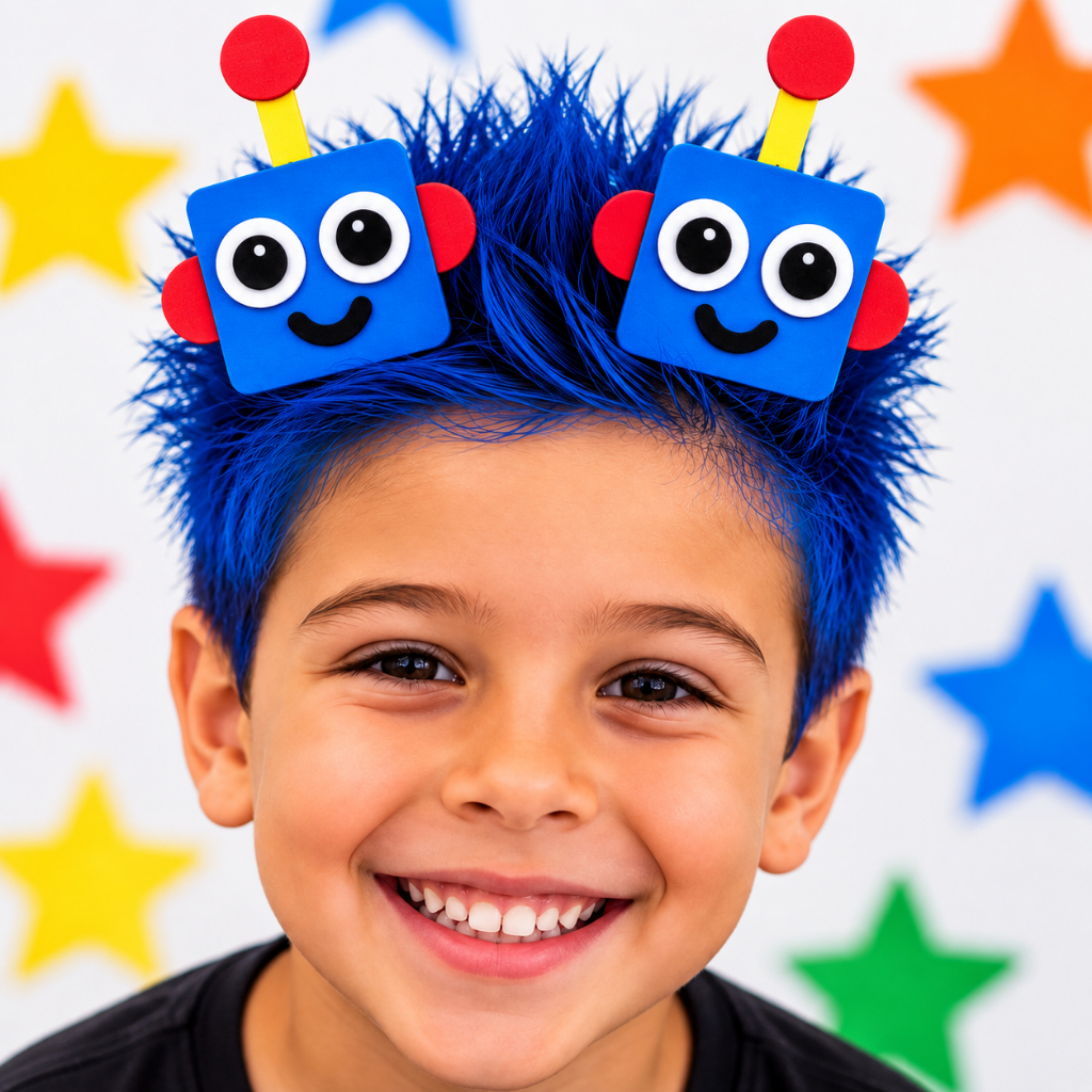 KIT 2 Presilha Robô em EVA para Cabelo Maluco Infantil – Presilha Divertida Festa Escolar