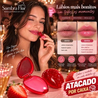 Kit 25/50 Brilho Labial Morango 🍓 Lip Gloss Hidratante com Brilho Natural para Revenda Atacado