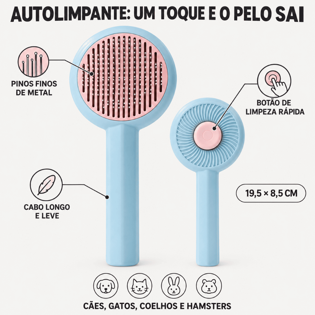 Pente para Cães e Gatos em Forma de U - Removedor de Pelos Soltos, Desembaraça Pelos Longos e Curtos — imagem 2 de 2