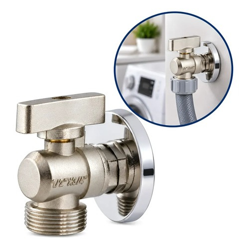 Torneira Registro Esfera Tanque Maquina De Lavar Roupa Louça 1/2 x 3/4 Lavanderia Cozinha Metal