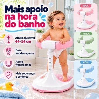 Suporte Para Banho Bebê Até 20kg com Altura Regulável Base Antiderrapante Apoio Infantil Para Box