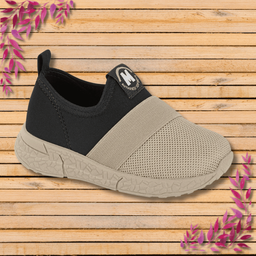 Tênis Infantil Menino Molekinho Calce Fácil Fresh Tech Leve Masculino Slip On Preto Bege Meia Antiderrapante Conforto