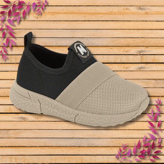 Tênis Infantil Menino Molekinho Calce Fácil Fresh Tech Leve Masculino Slip On Preto Bege Meia Antiderrapante Conforto