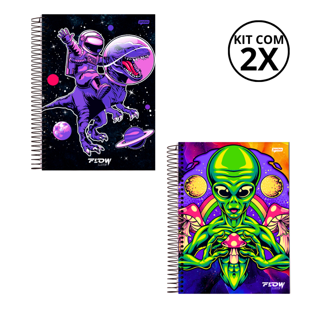 Kit 02 Cadernos Universitário 10 Matérias 160 Folhas Flow - Jandaia