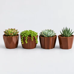 Kit 4 Mini Vasinhos cachepot Decorativos para suculentas, Cactus e Plantas Artificiais 5,8x7