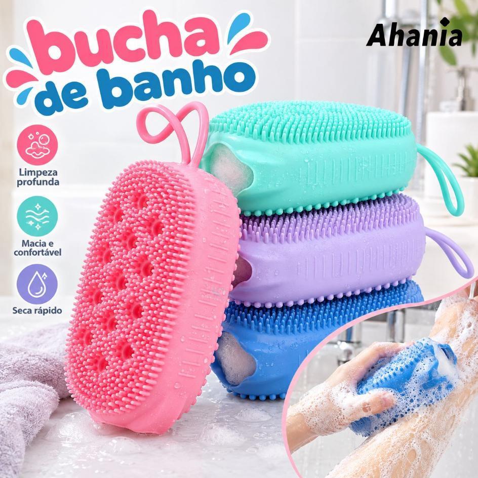 Bucha P/ Banho Silicone Macia Para Esfregar E Esfoliar a Pele Bucha Esfregão Saboneteira Escova Corporal Porta Sabonete
