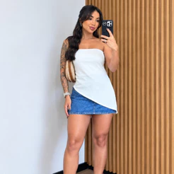 Blusa Tomara Que Caia Assimétrica Canelada