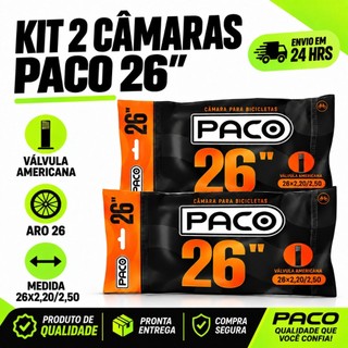 Camara de Ar Paco Aro 26 2.20 a 2.50 Válvula Schrader 35mm Bike PROMOÇÃO