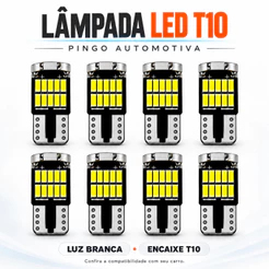 Kit Lâmpadas Luz Led Pingo T10 26 smd 6000k Esmagada Extra Forte 6w W5W Branco Luz Placa Teto Interna 12V
