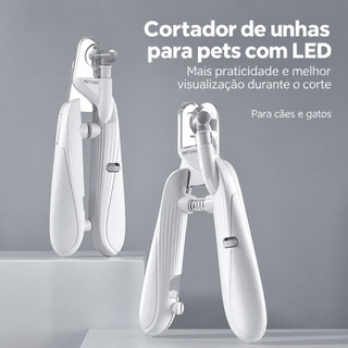 Cortador de Unhas Pet com LED e Lixa Integrada para Cães e Gatos PETCHU