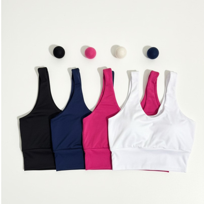 Kit 4 Tops Cropped Fitness Sem Bojo Cós Largo Treino Casual