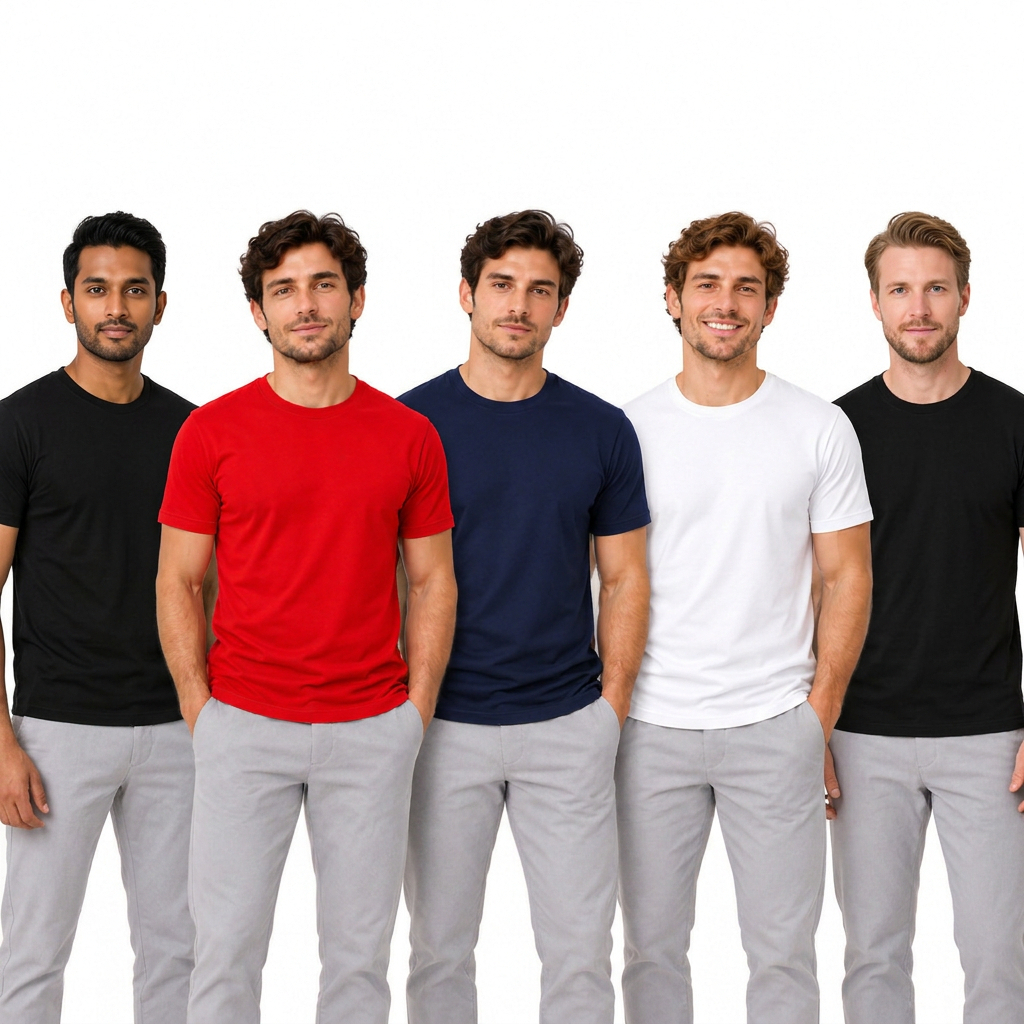 Kit 5 Camisetas Masculina Algodão 100% Básicas 30.1 Lisa 100% Linha Premium