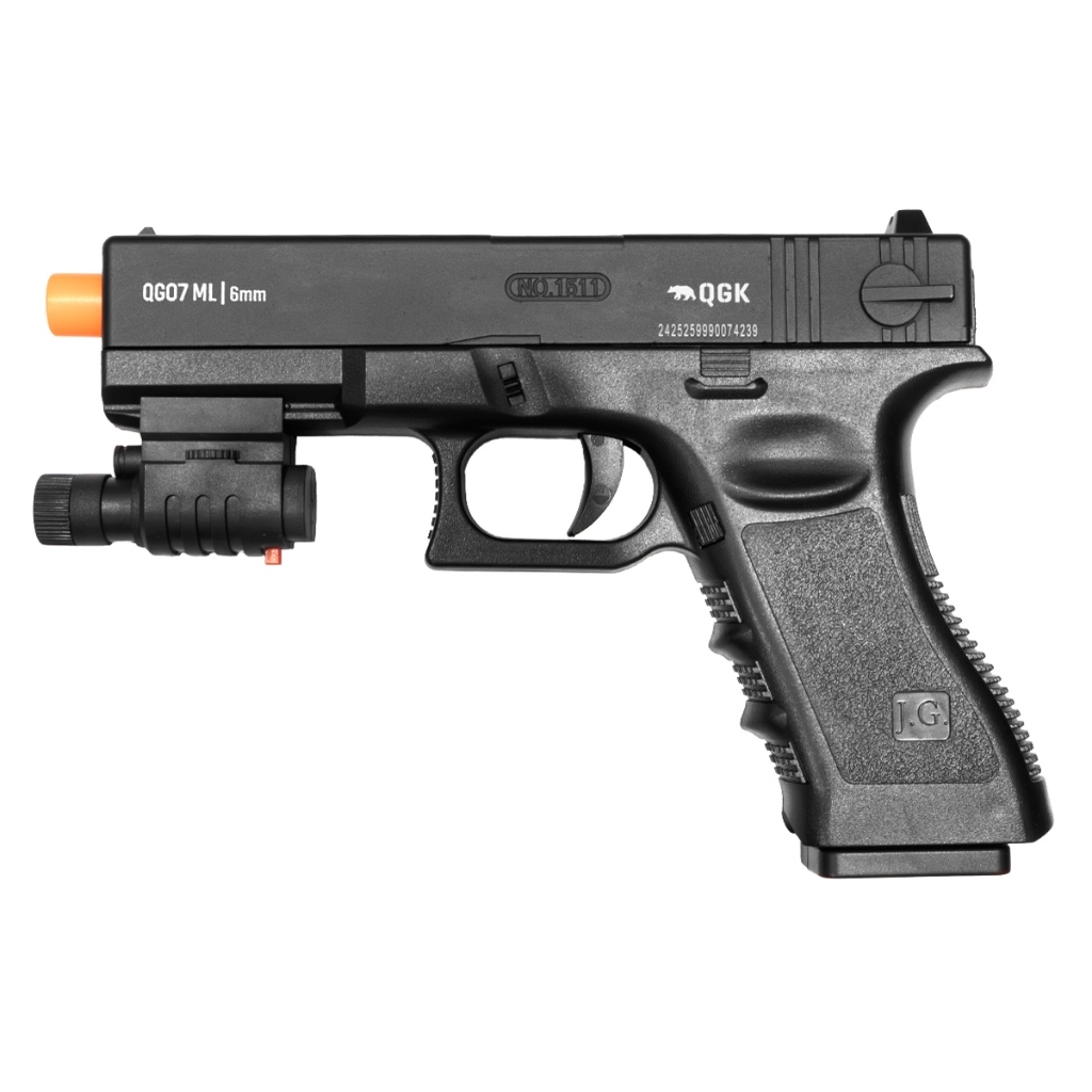 PISTOLA AIRSOFT SPRING QG07 SLIDE METAL 6MM QGK + MIRA LASER