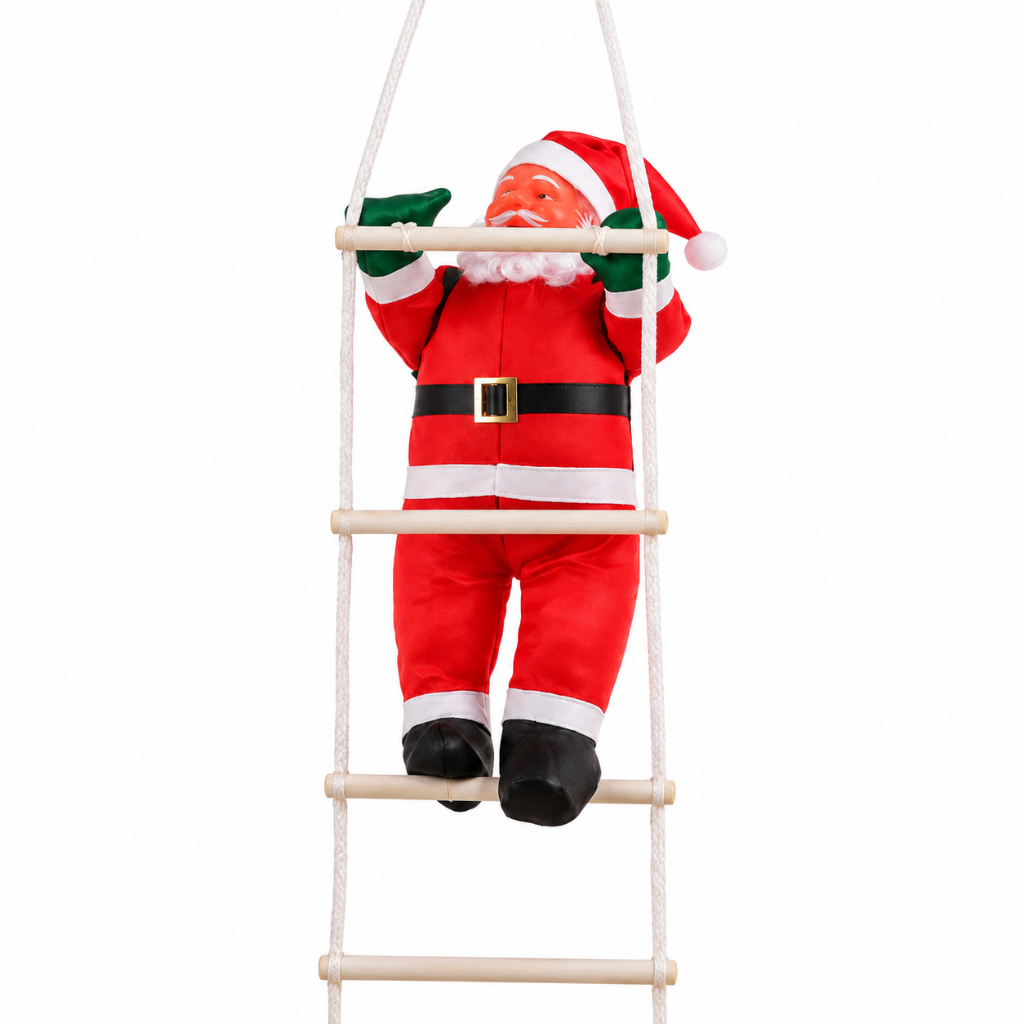 Papai Noel Escalando Enfeite Natal Subindo Escada 45 cm Escalador Decoracao de Natal
