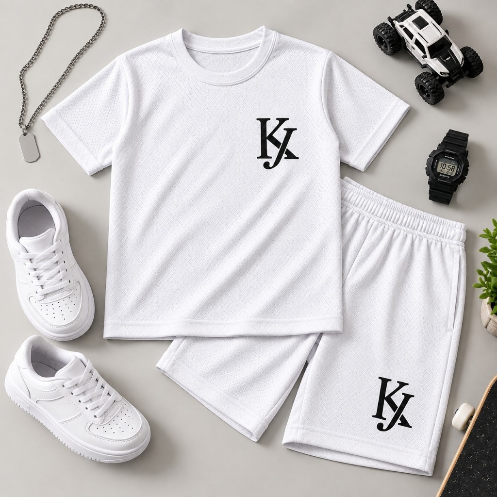 Conjunto Infantil  Roupa de Verão Menino Camiseta + Shorts Confortável Cores Variadas Dry Fit Estampa