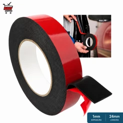 Fita Dupla Face Espuma Automotiva 24mm x 5m 1mm Fixação Forte para Carro e Reparos Uso Interno