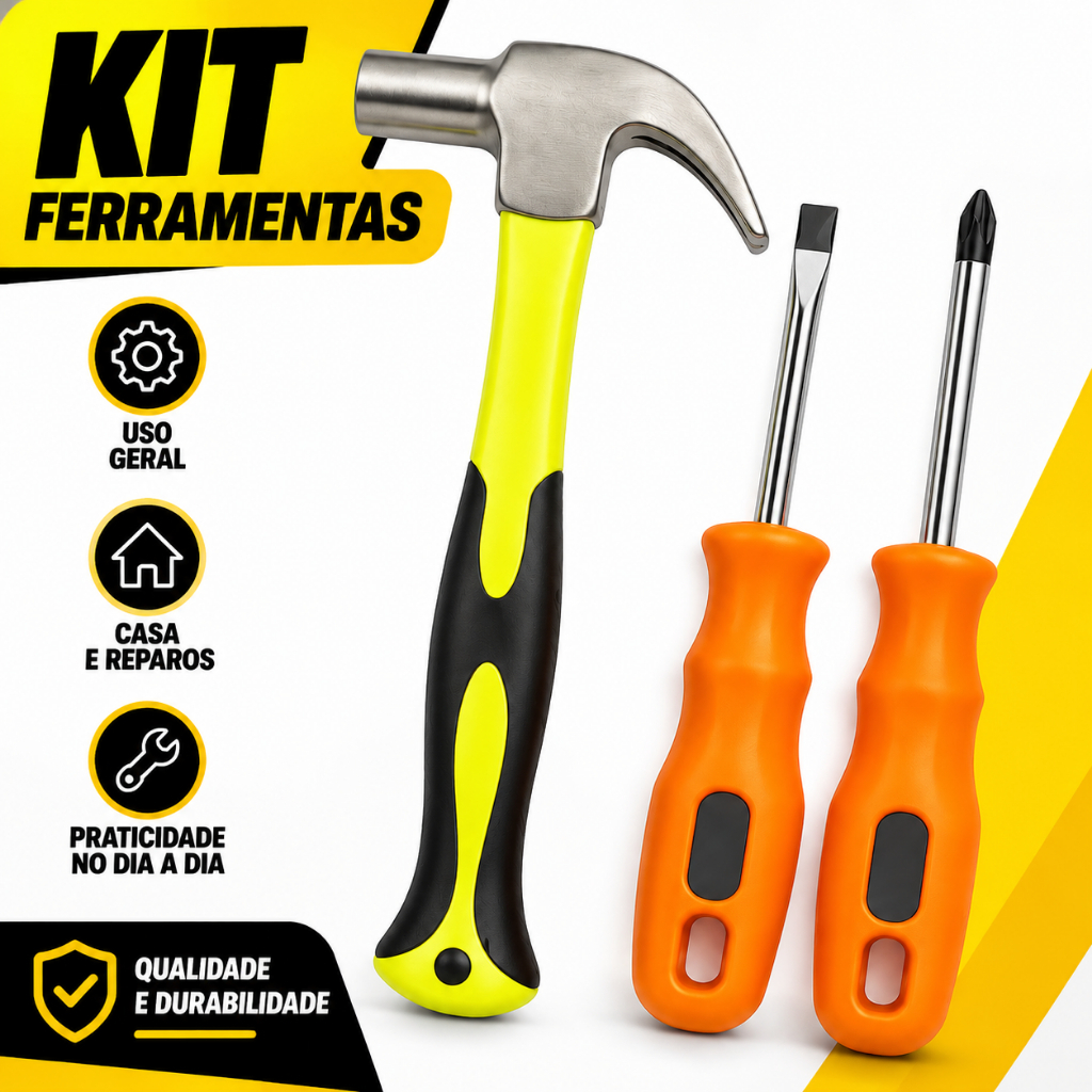 Ferramentas Essenciais: Martelo 25 mm, Chave de Fenda e Phillips - Qualidade e Durabilidade
