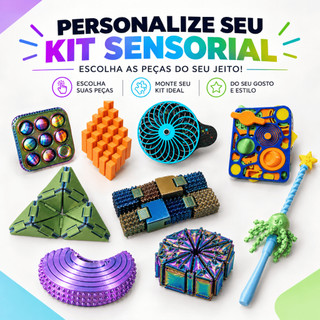 Kit Sensorial Personalizado Fidget Toy 3D Antiestresse Brinquedos Sensoriais | Dia das Crianças