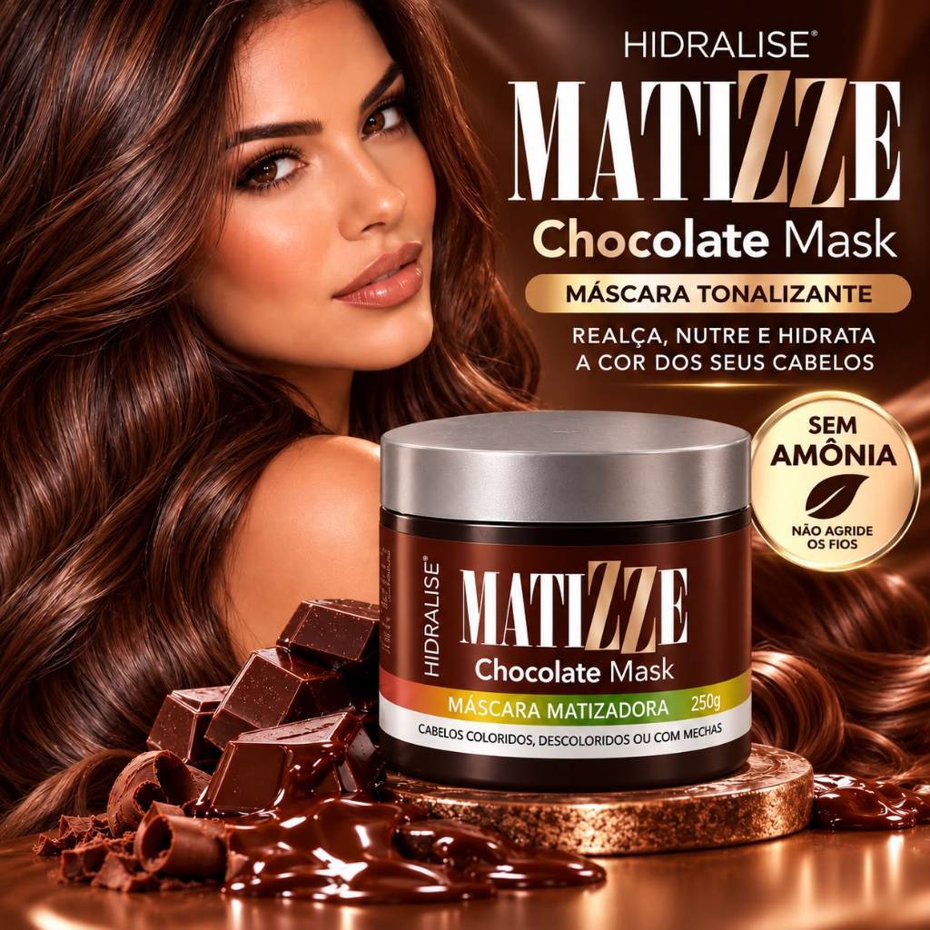 Máscara Tonalizante Matizze Chocolate Avelã Morena Acobreado 100% Natural Sem Amônia Hidralise 250g