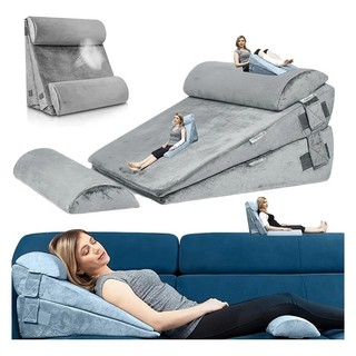 Almofada ergonômica,encosto ，Travesseiros Cunha Anti Refluxo Encosto Pós Operatório 4pcs， espuma viscoelástica
