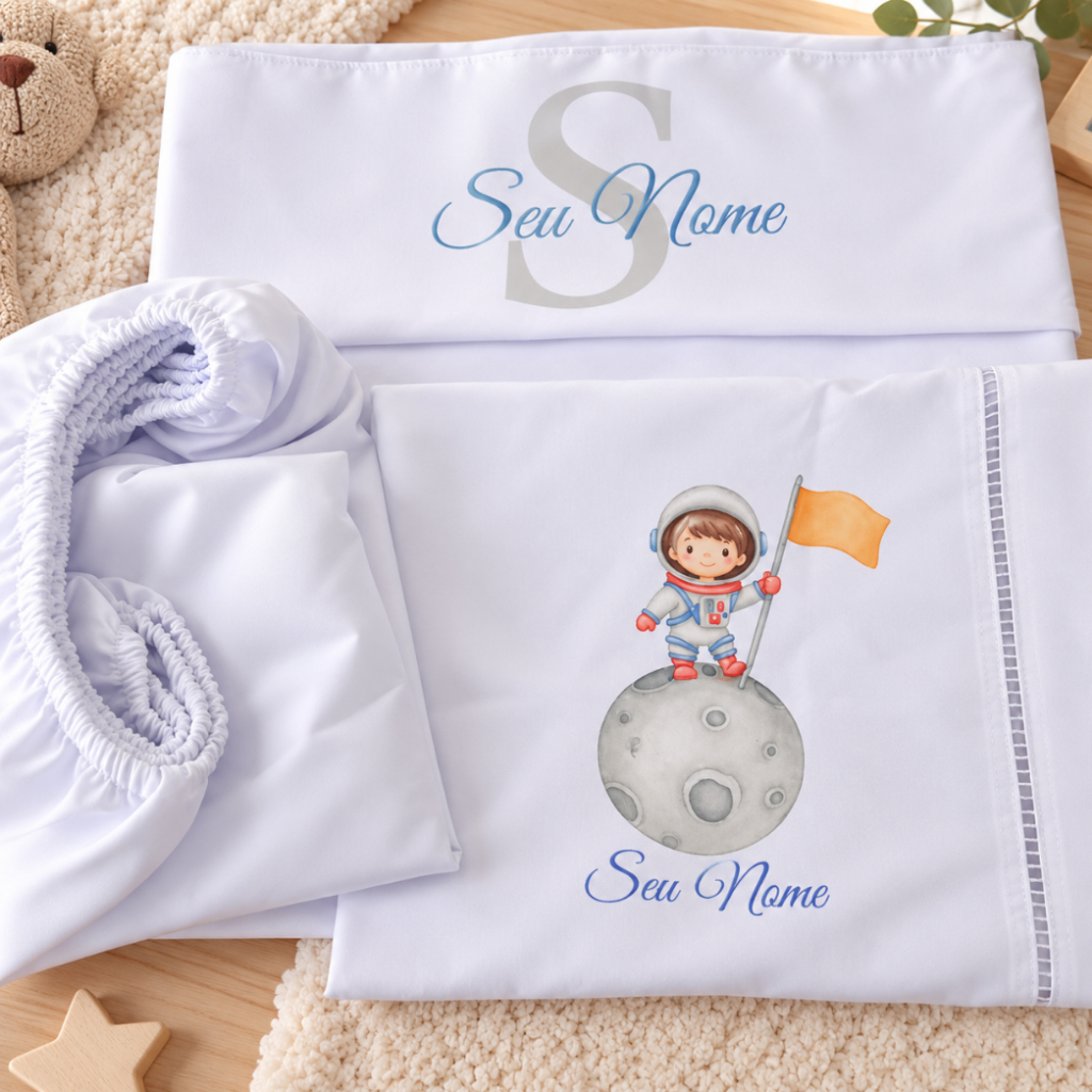 Kit Jogo De Lençol Personalizado Em Algodão Para Berço Americano 3 Peças Infantil Maternidade Enxoval