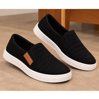 Tênis Slip On Feminino Camurça Casual Confortável Antiderrapante Solado Micro Expandido