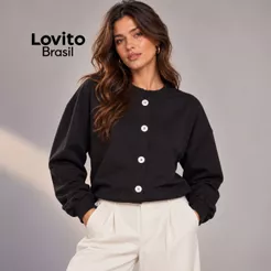 Lovito Moletom Feminino Detalhe Botões Frente CDB443BRL472