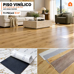 Kit 72 Pisos Adesivo Madeira Vinílico Lavável 91,4x15,2cm Auto Colante 10m²