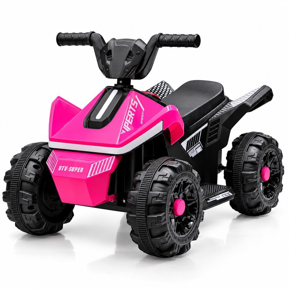Quadriciclo Elétrico Infantil Rosa 6V 380W 4 Rodas Até 3Km/h Farol LED Som Músicas Frente e Ré Bateria Recarregavel