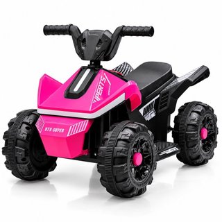 Quadriciclo Elétrico Infantil Rosa 6V 380W 4 Rodas Até 3Km/h Farol LED Som Músicas Frente e Ré Bateria Recarregavel