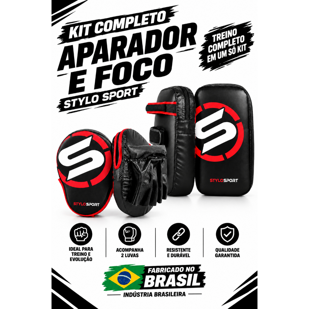 Kit Aparador de Chute Escudo de Soco Manopla de Foco Luva Profissional Equipamento Boxe Envio Rápido