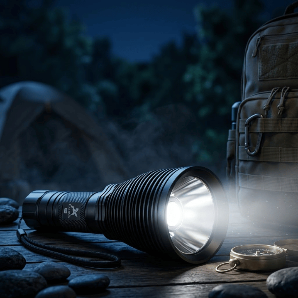 Lanterna LED Q5 Recarregável CRS-621 Alta Potência - Caerus / Tática Camping Pesca Emergência Segurança