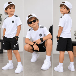 Conjunto Infantil Masculino - Blusa Fresquinha + Short de Verão - Tamanho 2 ao 12 Anos