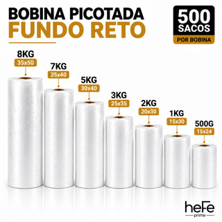 Bobina Picotada 500 Sacos Plásticos Para Alimentos Freezer Fundo Reto Transparente