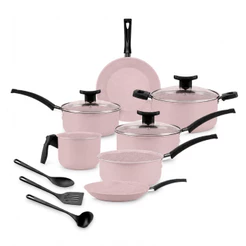 Jogo de Panelas Brinox 10 Peças Floria Rosa - Antiaderente Premium