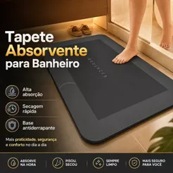 Tapete Mágico de Banheiro Super Absorvente Antiderrapante Secagem Rápida 40x60cm