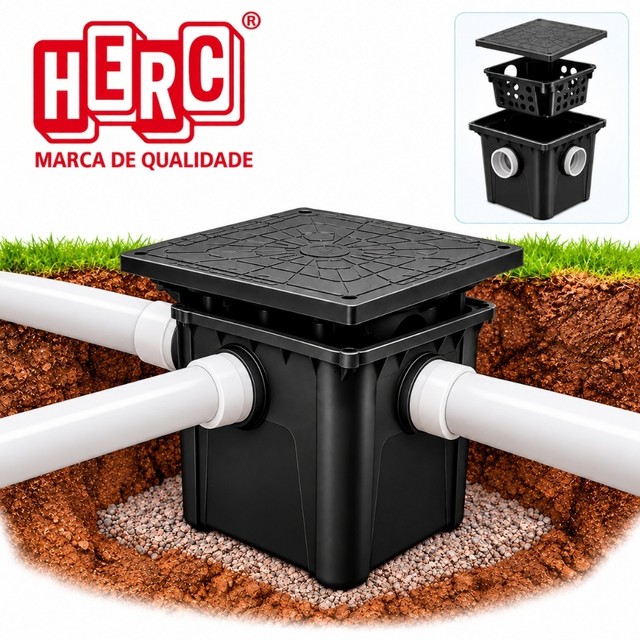 Caixa Cesto de Gordura Esgoto Herc 42L Com Cesto de Limpeza Cozinha Esgoto Grande Resistente e Rerçada.