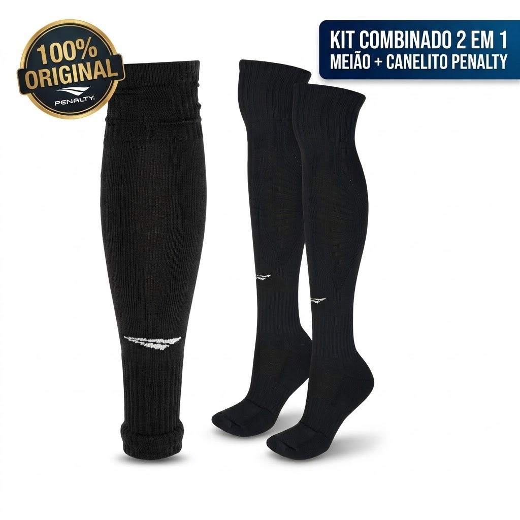 Kit 2 em 1 Meiao Futebol + Canelito Penalty Storm Sem Pe Profissional Campo Futsal Society Adulto Original