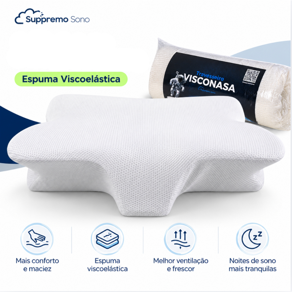 Travesseiro Corretivo Ortopédico Cervical formato borboleta  Alivio Dor na Costas – capa lavável com Zíper
