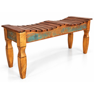 Banco de Madeira Maciça Rústico 2 Lugares 105cm Artesanal – Resistente para Sala, Varanda e Área Gourmet