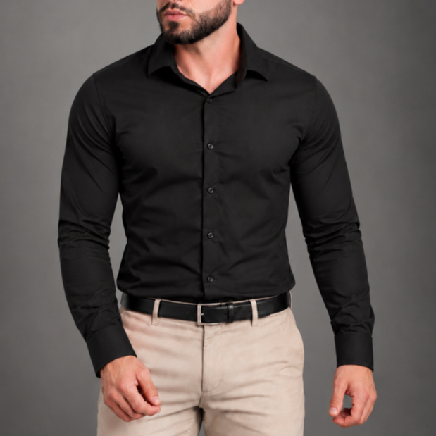 Camisa Social Masculina Manga Longa Slim Premium Clássica