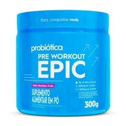 Pré Treino Probiotica Epic 300g Suplemento Pré Workout Epic Beta Alanina 2g, Cafeína 200mg e Taurina 1.200mg