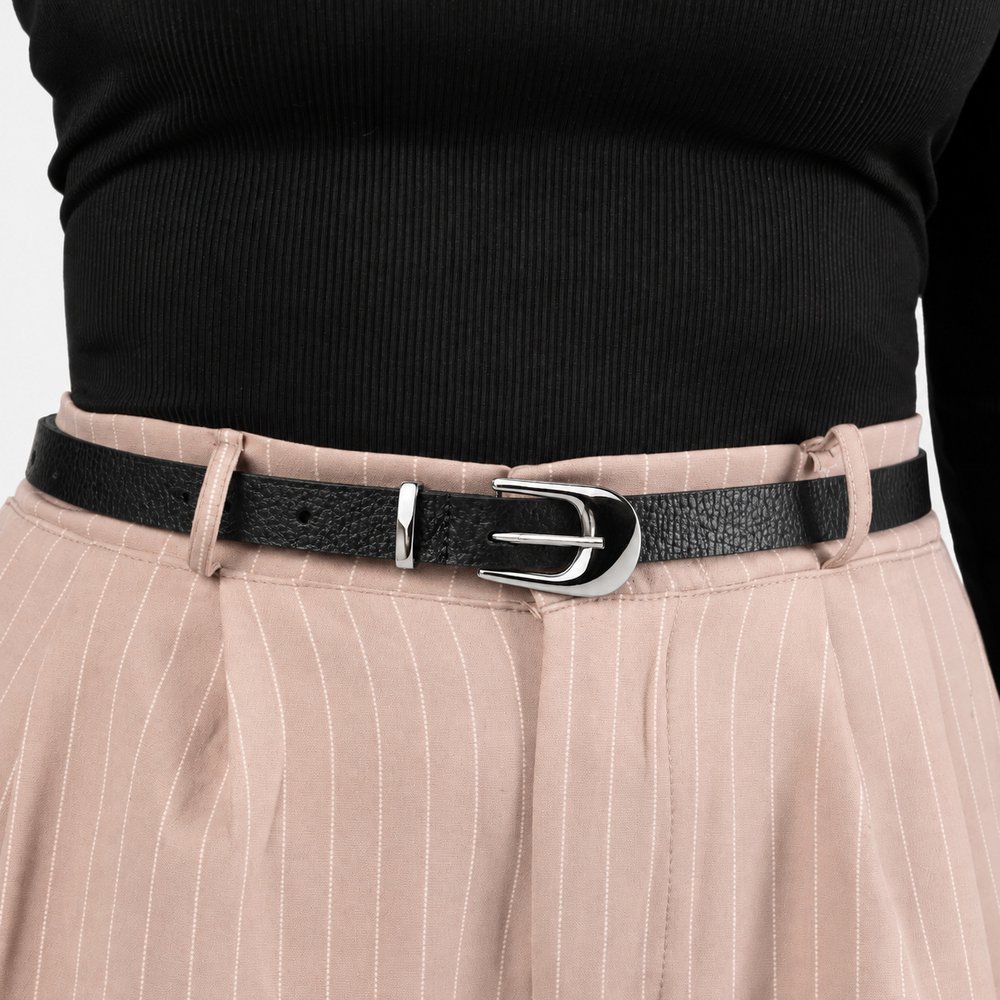 Cinto Feminino Couro Legitimo Premium Vittal Lia Fivela de Pino Elegante Casual e Formal · foto 2
