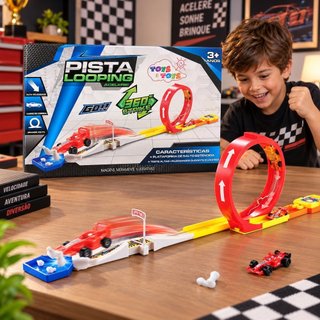 Pista Looping 360° Strike com Carrinho e Acessórios Infantil