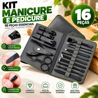 Kit 16Pçs Manicure Portátil Estojo Alicate Cortador De Unha