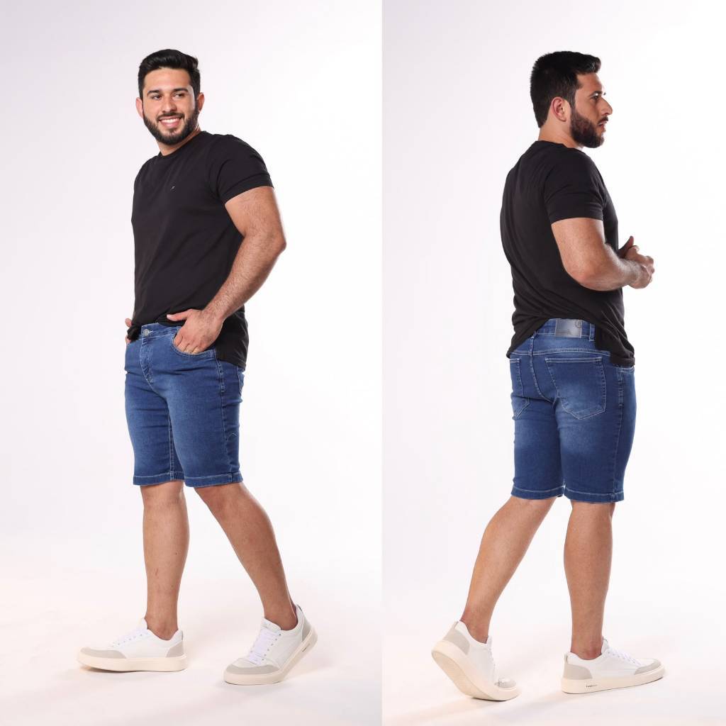Bermuda Jeans Masculina com Elastano Tradicional Confortável Perfecto Denim