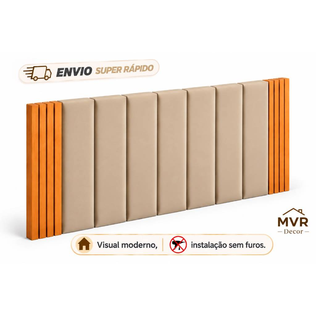 Kit Com Até 12 Peças Cabeceira Modular+Painel Ripado MDF Para Cama Box Casal King Queen Envio Full