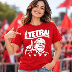 Camiseta Lula É Tetra Unissex 100% Algodão Fio 30.1 Camisa Vermelha Estampada Manga Curta Masculina Feminina Brasil