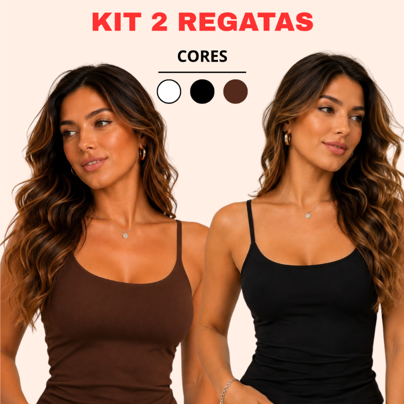 KIT 2 Blusas Regatas Feminina Alcinha Suplex Com Forro Blusinha Básica Versátil Tendencia Blogueira Verão