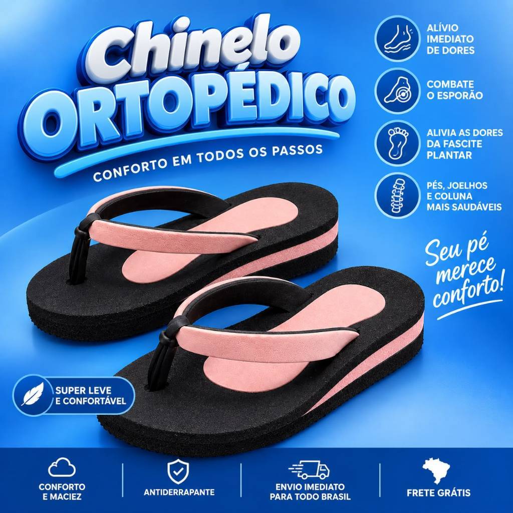chinela ortopédica feminina confortável leve antiderrapante